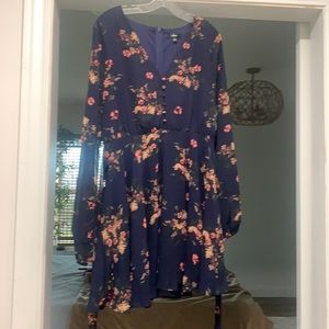 Lulu’s Always Yours Navy Blue Floral Print Dress